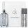CK One 100ml EDT & CK One Body Wash Gift Bundle Set featuring a clear glass bottle of fragrance and a matching body wash, both displayed in front of a white box.