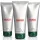 Three upright tubes of 3x Hugo Man, Hugo Boss Man Shower Gel (200 ml / 6.7 fl oz each) with silver bodies and green caps are displayed against a white background.
