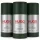 Three green cylindrical Hugo Boss "Hugo Man" deodorant sticks for men, each with a silver label and 75ml capacity, are arranged side by side.
