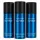 Three upright cans of Davidoff Cool Water Deodorant 150ml Spray for Men are positioned side by side against a white background.