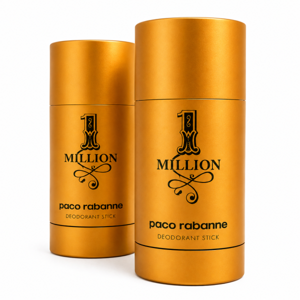 Two 75ml containers of Paco Rabanne 1 Million Deodorant Stick are shown standing upright on a white background.