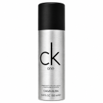 A 150ml silver cylindrical can of CK One Deodorant Body Spray by Calvin Klein, featuring a black cap and displayed against a white background.