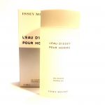 A bottle of Issey Miyake L’eau D’issey, 200ml Pour Homme Shower Gel in front of a white box.