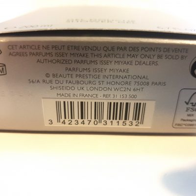 The back of a Issey Miyake L'eau D'issey, 200ml Pour Homme Shower Gel with a barcode on it.