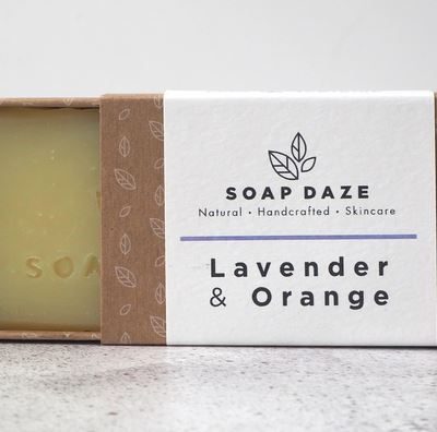 3x Lavender & Orange Handmade Vegan Soap, 112g, Soap Daze bar.