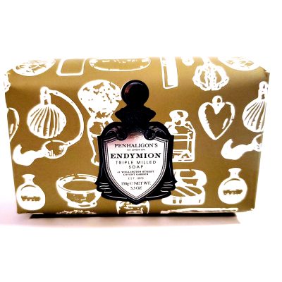 A box with a Penhaligon's Endymion Triple Milled Soap 150g, Bar of soap design on it.