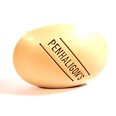 A beige ball with the word Penhaligon's Endymion Triple Milled Soap 150g on it.