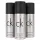 Three cans of CK One Deodorant Body Spray (150ml each) by Calvin Klein, featuring silver packaging with black caps, arranged in a row.