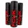 Three cans of Fcuk Sport Deodorising Body Spray for Men, 200ml each, are arranged in a triangular formation on a white background.