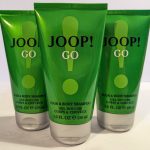 Three tubes of 3x Joop Go Shower Gel Body Wash for Men 150 ml on a white surface.