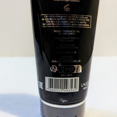 The back of a tube of black body lotion.