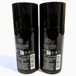 Two black deodorant spray cans facing backwards, displaying product labels and ingredient lists. Each can contains 150 ml (5.1 fl oz) of deodorant.