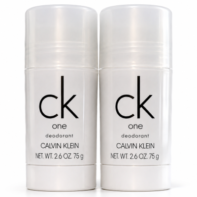 Two sticks of CK One Deodorant for Men, each 75ml, stand side by side against a plain white background.