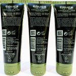 Three tubes of Police Camouflage shower gel with green caps and black labels, arranged in a row. The labels display product information and QR codes.