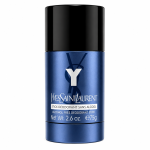 A Yves Saint Laurent Y Deodorant Stick, 75ml, alcohol-free, in blue stands upright on a white background.