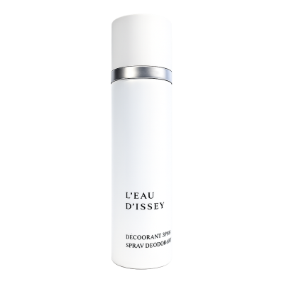 A white cylindrical can of Issey Miyake L'eau D'issey 100ml Deodorant Spray for Women, featuring a silver band near the cap and labeled with "L'Eau d'Issey," set against a plain background.