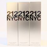 Three silver boxes of Carolina Herrera 212 NYC refreshing deodorant natural spray, each 150 ml (5.1 fl oz), are displayed side by side.