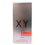 A 100 ml (3.3 FL. OZ.) bottle of Hugo Boss XY Eau de Toilette for men in its original packaging. The box is gray with black and orange text.