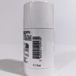 A 75 ml white cylindrical container with printed text, including a barcode and product information, on its side.