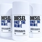 Three white deodorant sticks with the label "Diesel Only The Brave" displayed against a white background.