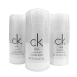 Three clear white deodorant sticks labeled 