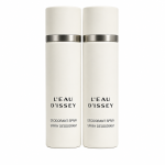 Two identical 100ml cans of Issey Miyake L’eau D’Issey Deodorant Spray for Women, featuring white packaging with black text and a silver band near the top, are displayed side by side on a white background.