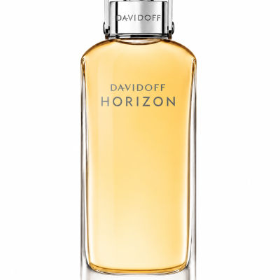 A 125ml spray bottle of Davidoff Horizon Eau de Toilette for men, featuring clear glass with a silver cap and filled with light amber liquid, displayed against a plain white background.