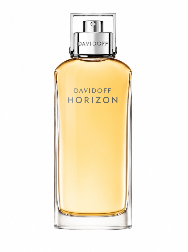 A 125ml spray bottle of Davidoff Horizon Eau de Toilette for men, featuring clear glass with a silver cap and filled with light amber liquid, displayed against a plain white background.