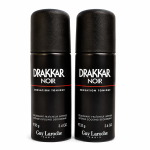 Two cans of Guy Laroche Drakkar Noir Deodorant Spray 3.4oz are positioned side by side against a white background.