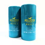 Two teal Hollister California Wave 2 deodorant sticks for him, each 2.5 oz/75 g, placed side by side.