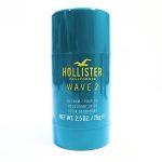 Blue deodorant stick labeled "Hollister California Wave 2" for men, 2.5 oz (75 g).