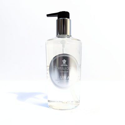 Clear bottle with silver pump labeled "2x Penhaligon's Luna Body & Hand Wash, 300ml.