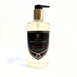 A 300ml bottle of Penhaligon's Halfeti Body & Hand Wash, black label with gold details, pump dispenser.
