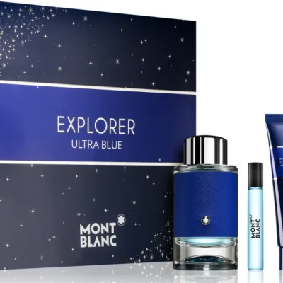 Mont Blanc Explorer Ultra Blue Gift Set for Men, 100ml EDP, 7.5ml EDP, 100ml Shower Gel - Image 1