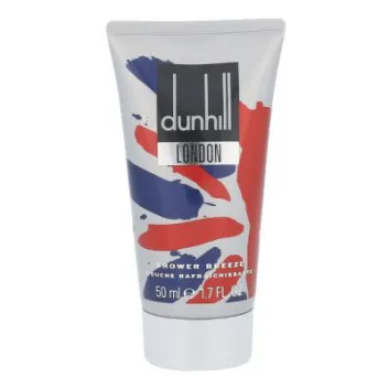 A set of 3 Dunhill London Shower Breeze shower gels, each 50ml, featuring red, white, and blue abstract packaging.