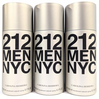 3x Carolina Herrera 212 NYC Men Deodorant Spray 150ml - Image 2