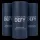 Three Calvin Klein Defy Deodorant Sticks for Men, 75ml each, in navy blue packaging are shown with one fully visible in front and the others behind. Labels display "Alcohol Free.