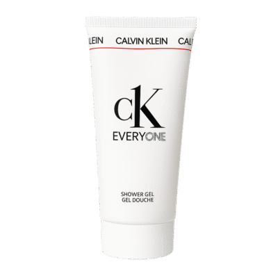 A white tube of CK Everyone Shower Gel Body Wash for Men, 100ml, features black and red text on a plain background.