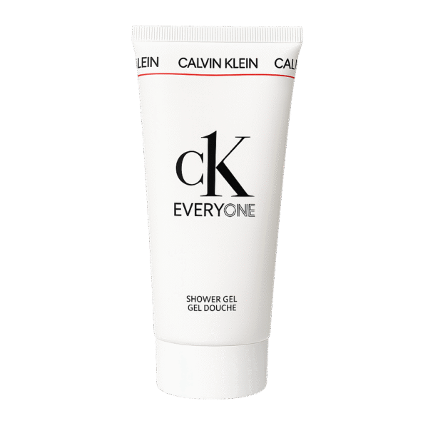 A white tube of CK Everyone Shower Gel Body Wash for Men, 100ml, features black and red text on a plain background.