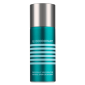 A teal cylindrical deodorant bottle with a silver cap, featuring 