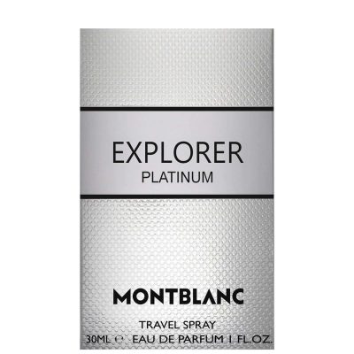 Montblanc Explorer Platinum EDP for Men, 30ml travel spray packaging.