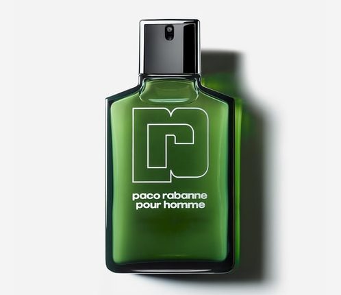 A green bottle of Paco Rabanne Pour Homme EDT for Men, 100ml Spray, set against a white background.