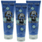 Three 100ml blue tubes of Police To Be Tattooart Shower Gel for Men, each featuring a skull and rose design on the front.