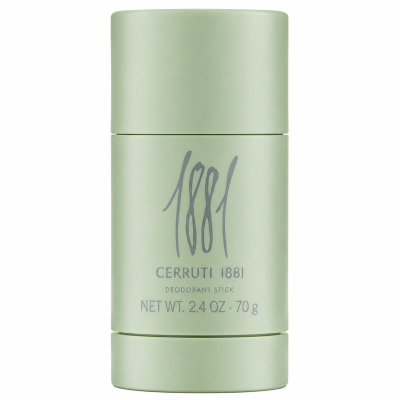 A green cylindrical deodorant stick labeled "Cerruti 1881 Pour Homme Deodorant Stick for Men, 75ml" is displayed against a white background.