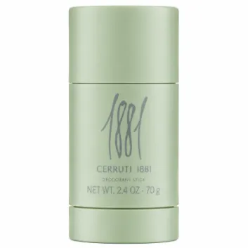 A green cylindrical deodorant stick labeled "Cerruti 1881 Pour Homme Deodorant Stick for Men, 75ml" is displayed against a white background.