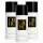 Three cans of Carolina Herrera CH for Men Deodorant Spray 150ml, each with a black cap and white body featuring a black and gold label.