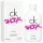 A white bottle and box of Calvin Klein CK One Shock EDT 100ml Spray for Her, both featuring bold pink "Shock" text.