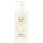 Three white bottles of Elizabeth Arden White Tea Shower Gel 390ml, each with a pump dispenser and light beige floral design.