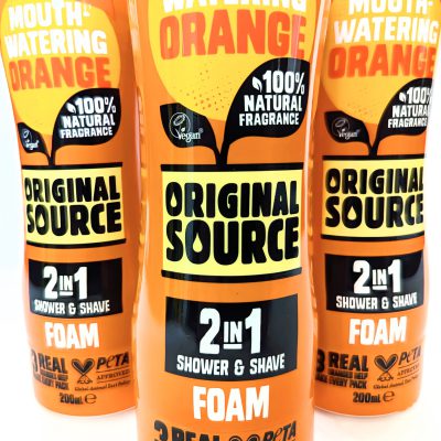 Three bottles of Original Source Tingly Mint & Tea Tree Shower Foam, 200ml each.