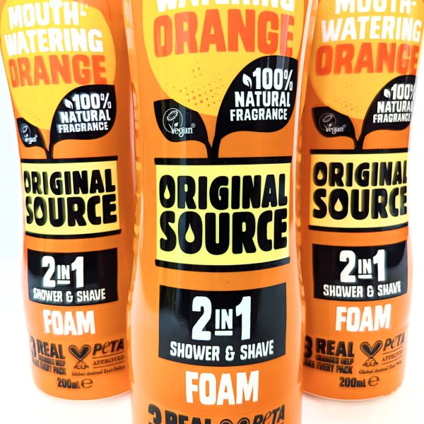 Three bottles of Original Source Tingly Mint & Tea Tree Shower Foam, 200ml each.